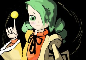 Rating: Safe Score: 0 Tags: 1girl black_background closed_mouth dress green_eyes green_hair image index_finger_raised kanaria long_hair long_sleeves neck_ribbon pointing simple_background solo upper_body User: admin