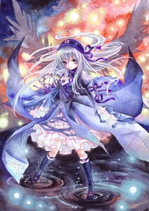 Rating: Safe Score: 0 Tags: 1girl black_wings blue_dress boots commentary_request cross doll_joints dress frills full_body hairband hat image joints knee_boots long_hair long_sleeves photoshop_(medium) red_eyes ribbon ripples rozen_maiden silver_hair solo standing_on_liquid suigintou thighhighs totsuki traditional_media water wings zettai_ryouiki User: admin
