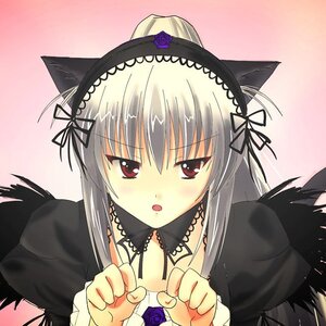 Rating: Safe Score: 0 Tags: 1girl animal_ears black_wings cat_ears flower gothic_lolita hairband image lolita_fashion long_hair long_sleeves looking_at_viewer open_mouth pink_background red_eyes rose silver_hair solo suigintou wings User: admin
