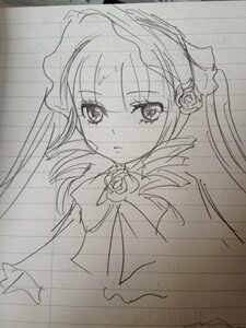 Rating: Safe Score: 0 Tags: 1girl drill_hair flower greyscale hair_ornament image long_hair looking_at_viewer monochrome rain rose school_uniform shinku sketch solo traditional_media twintails User: admin