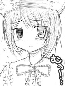 Rating: Safe Score: 0 Tags: 1girl blush bowtie eyebrows_visible_through_hair flying_sweatdrops frills greyscale image looking_at_viewer monochrome short_hair simple_background sketch solo souseiseki upper_body white_background User: admin