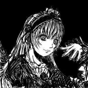 Rating: Safe Score: 0 Tags: 1girl black_background closed_mouth flower greyscale hairband image long_hair looking_at_viewer monochrome rose simple_background smile solo suigintou upper_body User: admin