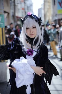 Rating: Safe Score: 0 Tags: 1girl 3d black_dress blurry blurry_background blurry_foreground depth_of_field dress flower gothic_lolita hairband lolita_fashion long_hair looking_at_viewer photo solo suigintou wings User: admin