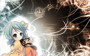 Rating: Safe Score: 0 Tags: 1girl blush dress green_hair image kanaria long_sleeves looking_at_viewer orange_dress outstretched_arm short_hair smile solo yellow_dress User: admin