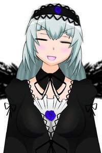 Rating: Safe Score: 0 Tags: 1girl :d black_dress blue_flower blue_rose blurry blush closed_eyes dress flower frills gothic_lolita hairband image lolita_fashion lolita_hairband long_hair long_sleeves open_mouth rose silver_hair smile solo suigintou upper_body User: admin