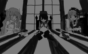 Rating: Safe Score: 0 Tags: 3girls curtains dress greyscale hairband image long_hair long_sleeves monochrome multiple multiple_girls suigintou tagme twintails User: admin