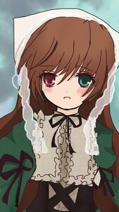 Rating: Safe Score: 0 Tags: 1girl black_ribbon blush brown_hair dress frills green_dress green_eyes head_scarf heterochromia image long_hair long_sleeves looking_at_viewer red_eyes ribbon simple_background solo suiseiseki tears upper_body User: admin