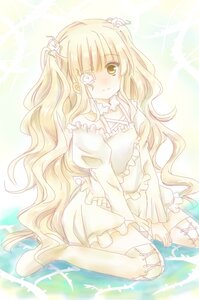 Rating: Safe Score: 0 Tags: 1girl blonde_hair blush boots dress eyepatch flower frills hair_flower hair_ornament image joints kirakishou long_hair sitting smile solo striped very_long_hair wavy_hair yellow_eyes User: admin