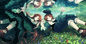 Rating: Safe Score: 0 Tags: 2girls brown_hair commentary_request dress flower frills gothic_lolita green_dress green_eyes hat hat_removed headwear_removed heterochromia highres image jean_popo lolita_fashion long_hair long_skirt multiple_girls pair pantyhose photoshop_(medium) plant reflection rozen_maiden scenery short_hair siblings sisters skirt souseiseki submerged suiseiseki twins underwater very_long_hair User: admin