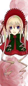 Rating: Safe Score: 0 Tags: 1girl blonde_hair blue_eyes bonnet bow bowtie capelet dress flower green_bow green_neckwear image long_hair long_sleeves looking_at_viewer shinku solo twintails User: admin