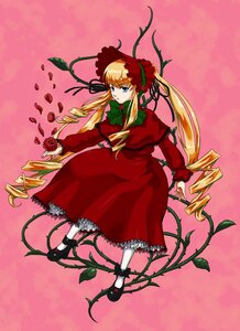 Rating: Safe Score: 0 Tags: 1girl blonde_hair blue_eyes bonnet bow bowtie dress drill_hair flower full_body green_bow image long_hair long_sleeves looking_at_viewer red_dress shinku shoes solo standing twin_drills twintails very_long_hair white_legwear User: admin