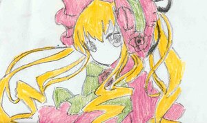 Rating: Safe Score: 0 Tags: 1girl blonde_hair bow dress image long_hair looking_at_viewer shinku solo traditional_media upper_body User: admin