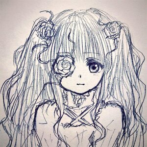 Rating: Safe Score: 0 Tags: 1girl auto_tagged flower hair_flower hair_ornament image jewelry kirakishou long_hair monochrome necklace rose smile solo traditional_media upper_body User: admin