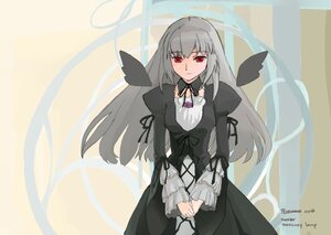 Rating: Safe Score: 0 Tags: 1girl black_dress dress frills image juliet_sleeves long_hair long_sleeves looking_at_viewer puffy_sleeves red_eyes ribbon silver_hair solo suigintou very_long_hair wings User: admin