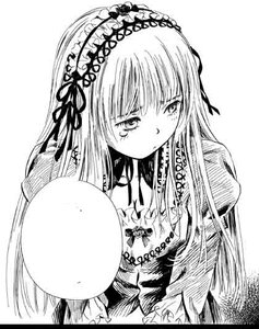 Rating: Safe Score: 0 Tags: 1girl blush closed_mouth dress frills greyscale hairband image lolita_hairband long_hair long_sleeves looking_at_viewer monochrome ribbon simple_background solo suigintou traditional_media upper_body white_background User: admin