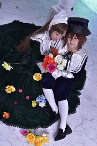 Rating: Safe Score: 0 Tags: 1girl brown_hair closed_eyes dress flower hat long_hair multiple_cosplay shoes tagme top_hat white_legwear User: admin