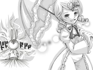 Rating: Safe Score: 0 Tags: 1girl dress drill_hair flower frills greyscale hair_ornament image kanaria monochrome open_mouth parasol ribbon smile solo tomoe_mami twin_drills twintails umbrella User: admin