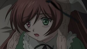 Rating: Safe Score: 0 Tags: 1girl :o brown_hair dress frills green_dress green_eyes heterochromia image long_hair long_sleeves looking_at_viewer open_mouth solo suiseiseki User: admin