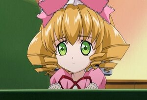 Rating: Safe Score: 0 Tags: 1girl blonde_hair bow dress drill_hair frills green_eyes hat hina_ichigo hinaichigo image long_sleeves looking_at_viewer pink_bow pink_dress pink_shirt solo upper_body User: admin