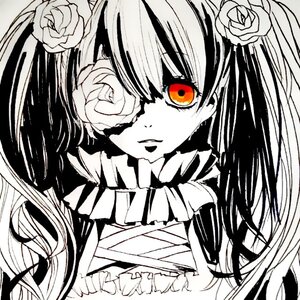 Rating: Safe Score: 0 Tags: 1girl dress flower hair_flower hair_ornament image kirakishou long_hair monochrome rose simple_background solo spot_color white_rose User: admin