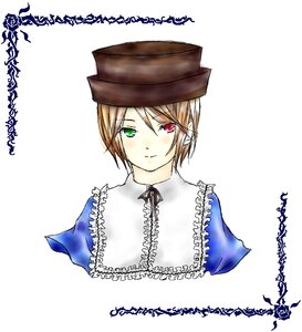 Rating: Safe Score: 0 Tags: auto_tagged blue_dress blush green_eyes hat heterochromia image looking_at_viewer red_eyes short_hair simple_background solo souseiseki suiseiseki top_hat upper_body white_background User: admin