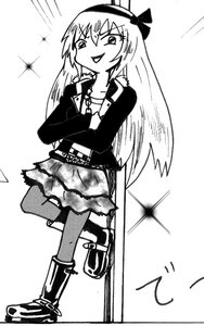 Rating: Safe Score: 0 Tags: 1girl boots contemporary crossed_arms greyscale hairband image long_hair long_sleeves monochrome open_mouth pantyhose skirt smile solo sparkle striped suigintou User: admin