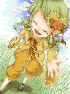 Rating: Safe Score: 0 Tags: 1girl closed_eyes drill_hair flower green_hair hair_ornament image kanaria open_mouth rose smile solo User: admin