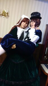 Rating: Safe Score: 0 Tags: 2girls brown_hair dress hat multiple_cosplay multiple_girls short_hair sitting tagme User: admin