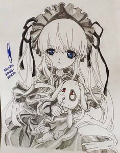 Rating: Safe Score: 0 Tags: 1girl blue_eyes dress flower holding image long_hair long_sleeves looking_at_viewer marker_(medium) photo rose shinku solo stuffed_animal traditional_media twintails very_long_hair User: admin