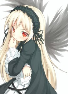 Rating: Safe Score: 0 Tags: 1girl bangs black_dress black_ribbon black_wings blush closed_mouth dress flower frills hairband image long_hair long_sleeves looking_at_viewer red_eyes ribbon rose silver_hair solo suigintou very_long_hair wings User: admin