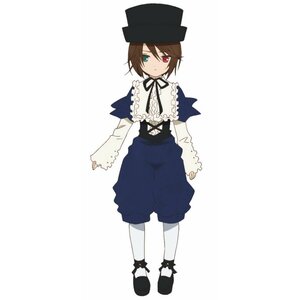 Rating: Safe Score: 0 Tags: 1girl brown_hair frills full_body green_eyes hat heterochromia image long_sleeves looking_at_viewer pantyhose red_eyes ribbon shoes short_hair shorts solo souseiseki standing striped top_hat white_background white_legwear User: admin