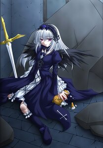 Rating: Safe Score: 0 Tags: 1girl black_wings boots cross dress frills hairband image lolita_hairband long_hair long_sleeves looking_at_viewer rose silver_hair solo suigintou sword torn_clothes weapon wings User: admin