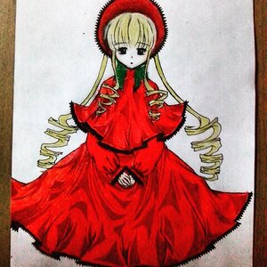 Rating: Safe Score: 0 Tags: 1girl blonde_hair bonnet capelet dress drill_hair gloves hat image long_hair long_sleeves looking_at_viewer photo red_capelet red_dress ringlets shikishi shinku solo traditional_media twin_drills User: admin