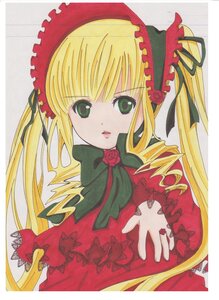 Rating: Safe Score: 0 Tags: 1girl blonde_hair bonnet bow bowtie dress drill_hair flower frills green_eyes image long_hair long_sleeves looking_at_viewer ribbon rose shinku simple_background solo twintails upper_body white_background User: admin