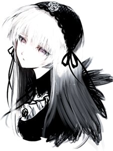 Rating: Safe Score: 0 Tags: 1girl bangs black_flower closed_mouth eyebrows_visible_through_hair flower hair_between_eyes hair_flower hair_ornament hair_ribbon hairband image long_hair looking_at_viewer ribbon rose simple_background solo striped suigintou white_background User: admin