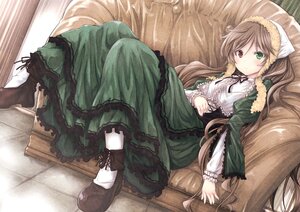 Rating: Safe Score: 0 Tags: 1girl black_footwear boots brown_hair commentary_request couch dress dutch_angle floor frills green_dress green_eyes hairband hand_on_own_stomach heterochromia image lolita_fashion long_hair long_sleeves looking_at_viewer red_eyes rozen_maiden shoes sitting solo suiseiseki tousen very_long_hair User: admin