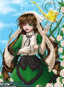 Rating: Safe Score: 0 Tags: 1girl brown_hair dress flower frills green_dress green_eyes heterochromia image long_hair long_sleeves looking_at_viewer pink_rose red_eyes rose solo suiseiseki very_long_hair watering_can white_flower white_rose yellow_rose User: admin