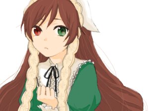 Rating: Safe Score: 0 Tags: 1girl black_ribbon brown_hair dress frills green_dress green_eyes heterochromia image long_hair long_sleeves looking_at_viewer red_eyes ribbon simple_background solo suiseiseki upper_body very_long_hair white_background User: admin