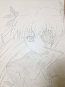 Rating: Safe Score: 0 Tags: 1girl barasuishou image looking_at_viewer monochrome simple_background solo takamachi_nanoha traditional_media white_background User: admin