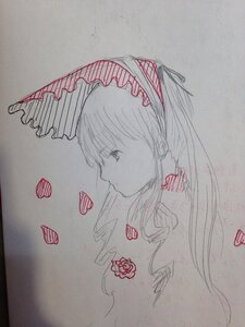 Rating: Safe Score: 0 Tags: 1girl flower frilled_hairband graphite_(medium) hairband heart image long_hair photo profile red_flower red_rose rose shinku simple_background solo traditional_media User: admin