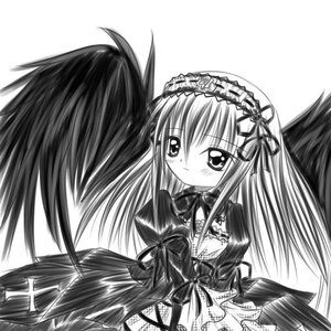 Rating: Safe Score: 0 Tags: 1girl artist_request black_wings blush dress frills greyscale hairband image lolita_fashion long_sleeves monochrome ribbon rozen_maiden simple_background sketch solo suigintou wings User: admin