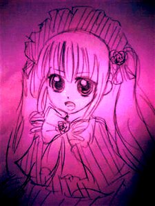 Rating: Safe Score: 0 Tags: 1girl bow bowtie dress frills image long_hair long_sleeves looking_at_viewer monochrome open_mouth pink_theme purple_theme shinku simple_background solo twintails upper_body User: admin