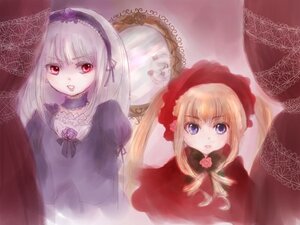 Rating: Safe Score: 0 Tags: 2girls blonde_hair dress flower image long_hair long_sleeves looking_at_viewer multiple_girls pair rose shinku silver_hair suigintou User: admin