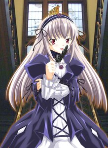 Rating: Safe Score: 0 Tags: 1girl black_dress dress frills hairband image juliet_sleeves long_hair long_sleeves looking_at_viewer pink_eyes puffy_sleeves rose silver_hair smile solo suigintou very_long_hair User: admin