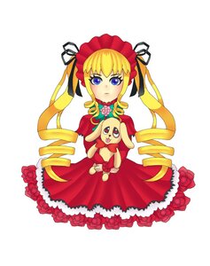 Rating: Safe Score: 0 Tags: 1girl blonde_hair blue_eyes bonnet bow dress drill_hair flower image long_hair looking_at_viewer red_dress rose shinku simple_background solo striped twin_drills twintails User: admin