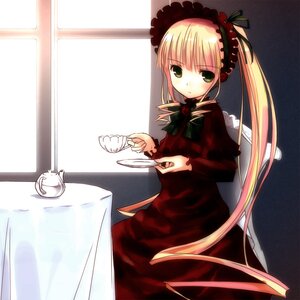 Rating: Safe Score: 0 Tags: 1girl bad_id bad_pixiv_id blonde_hair cup dress drill_hair green_eyes hairband image kakaon long_hair long_sleeves looking_at_viewer rozen_maiden saucer shinku sitting solo table tea teacup teapot twintails very_long_hair User: admin