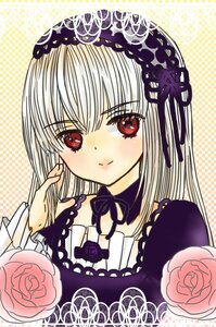 Rating: Safe Score: 0 Tags: 1girl bangs dress flower frills hairband image long_hair long_sleeves looking_at_viewer pink_flower pink_rose polka_dot polka_dot_background purple_rose red_eyes red_flower red_rose rose silver_hair smile solo suigintou upper_body User: admin