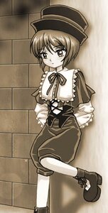Rating: Safe Score: 0 Tags: 1girl against_wall bangs boots capelet eyebrows_visible_through_hair full_body hat image long_sleeves looking_at_viewer lunasa_prismriver monochrome ribbon short_hair shorts sitting solo souseiseki User: admin