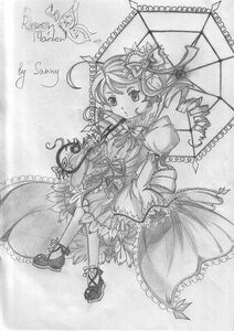 Rating: Safe Score: 0 Tags: 1girl dress drill_hair frills greyscale hair_ornament image kanaria monochrome puffy_sleeves ribbon shoes solo tomoe_mami traditional_media twin_drills twintails User: admin
