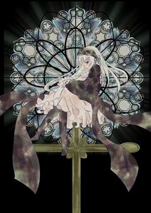 Rating: Safe Score: 0 Tags: 1girl boots dress full_body hairband image long_hair long_sleeves red_eyes solo stained_glass suigintou white_hair wings User: admin